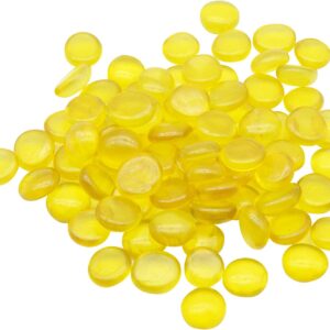 Glass Pebbles for Decoration in Fish Tanks, Aquariums, Vases, Yellow - 80 PCS