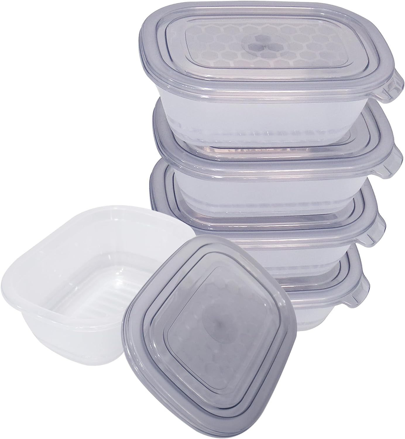 Food Storage Containers - (5 Boxes + 5 Lids) Microwavable, Freezable, Airtight Food Containers