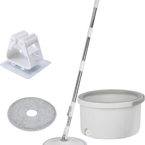 Spin Mop and Buckets Sets with Microfiber Refill and Round Head Telescopic Handle