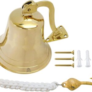 Last Order Bell, Hanging Ship Bell - Traditional Wall Mounted Bell, Brass Bell with Durable Rope - Sleigh, Playhouse, Boat, Home Bar Pub Bells