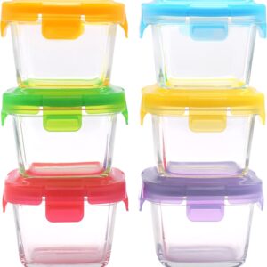 Baby Glass Food Storage Containers 6pcs x 150ml Square Airtight BPA-Free Lids