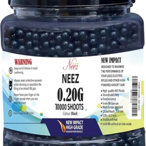 Airsoft BB Pellets - High-Grade Plastic Bullets for Pistol - 0.20g, 10000 Pcs Black BBs