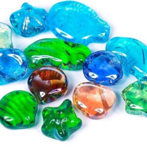 Glass Pebbles for Decoration in Fish Tanks, Aquariums, Vases, Plant Pots-12 Pcs