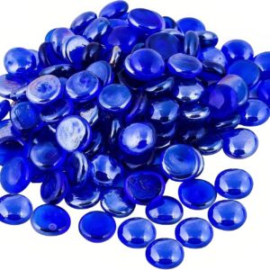 Glass Pebbles for Decoration in Fish Tanks, Aquariums, and Vases - Blue 80 PCS