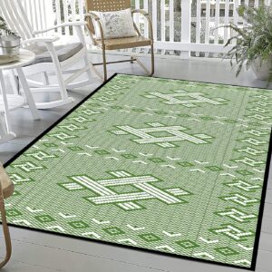 Outdoor Rug Waterproof Lightweight Foldable Plastic Reversible Mat (150x100cm - Black & White)